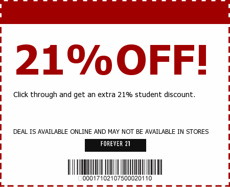 Forever 21 sometimes offers coupons like these: